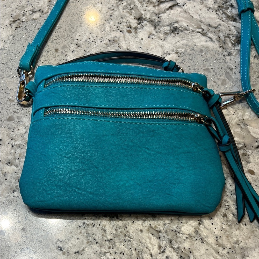 Teal Crossbody Bag 8” X 7”